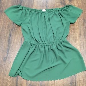 Anthropologie Off the Shoulder Peplum Top